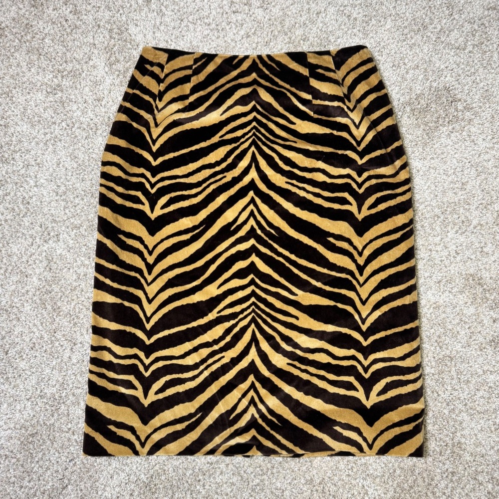 Vintage Talbots Velvet Zebra Print Pencil Skirt Size 4P